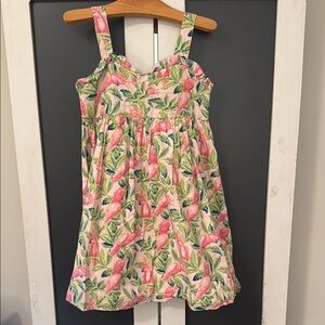 Janie and Jack Girls 6T Pink Tropical Parrot Print Sundress